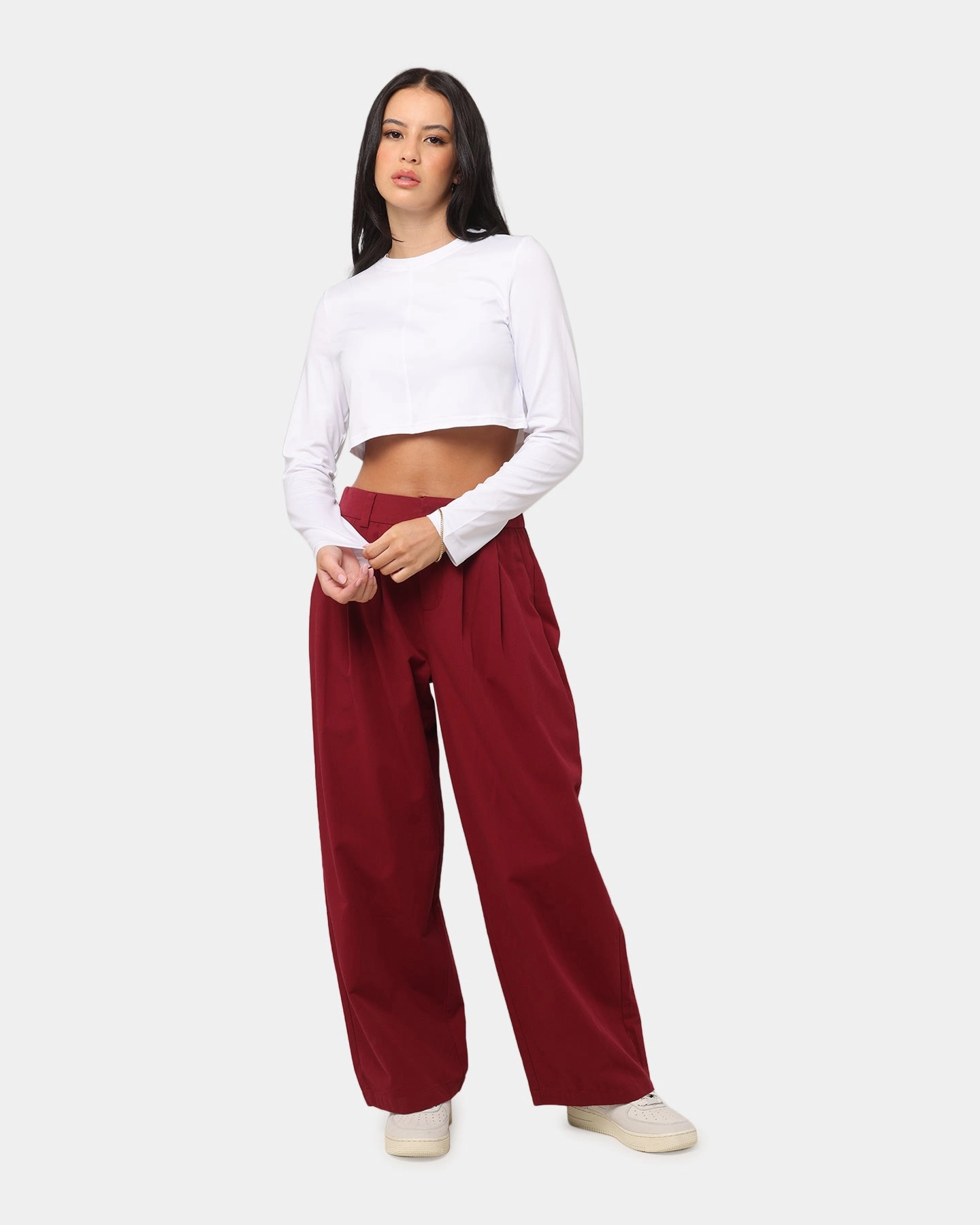 Chilly Layering No Ride-Up XXIII Women's Wide Leg Tailored Pant Maroon