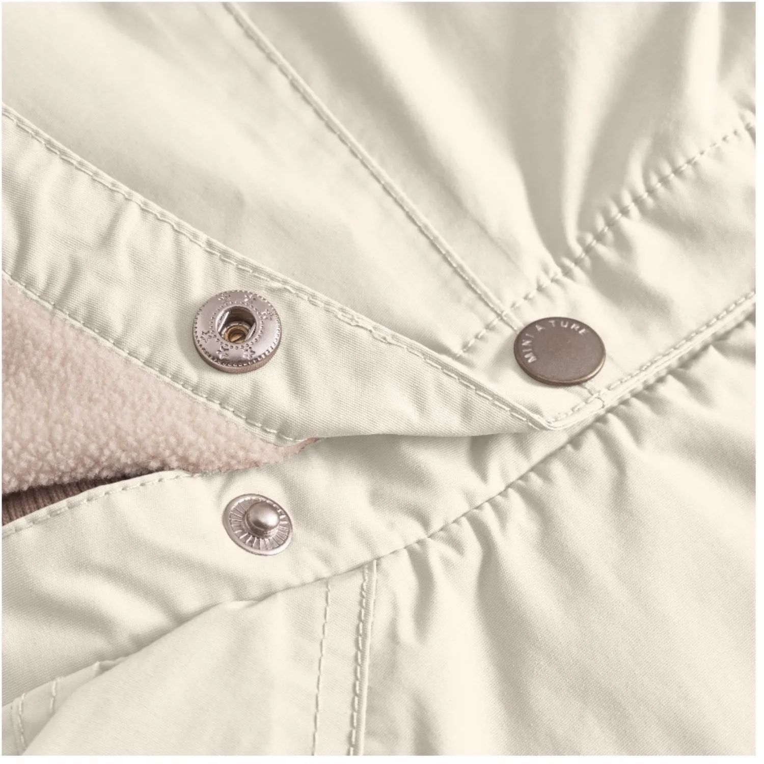 Mini A ture Sandshell Wai Fleece Lined Spring Jacket. GRS Solid Color Hidden Ventilation