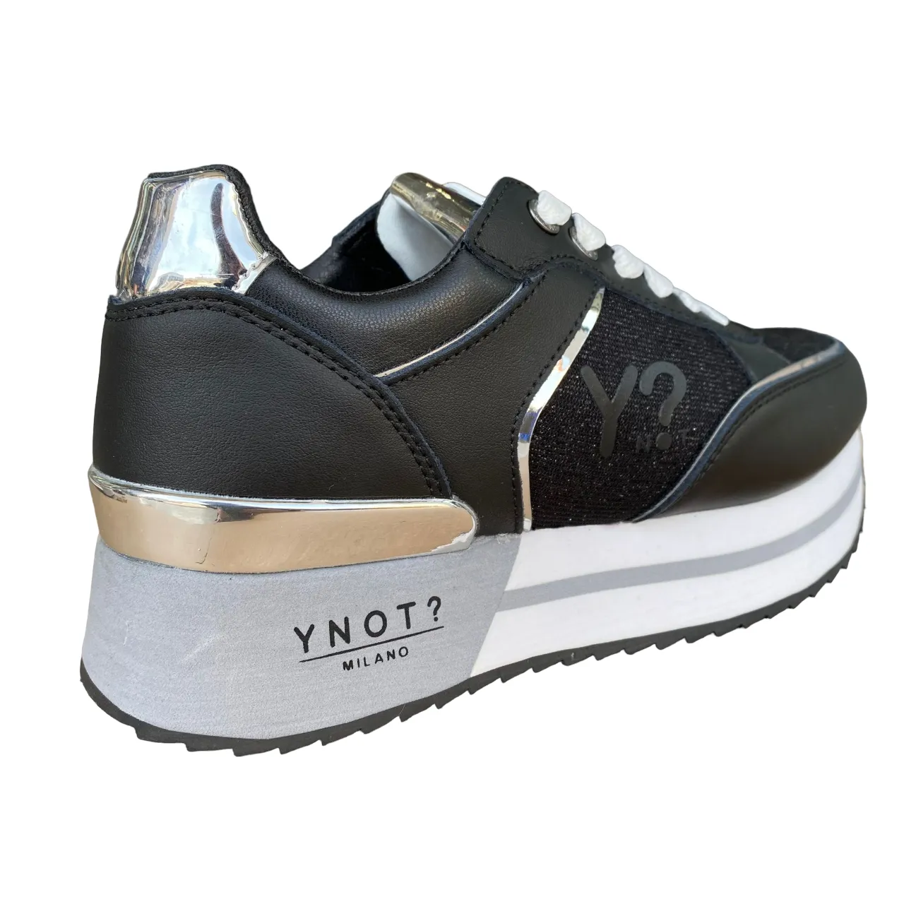 wellness - commitment mountain trails YNot scarpa sneakers da donna con zeppa YNI3510 01 nero-argento