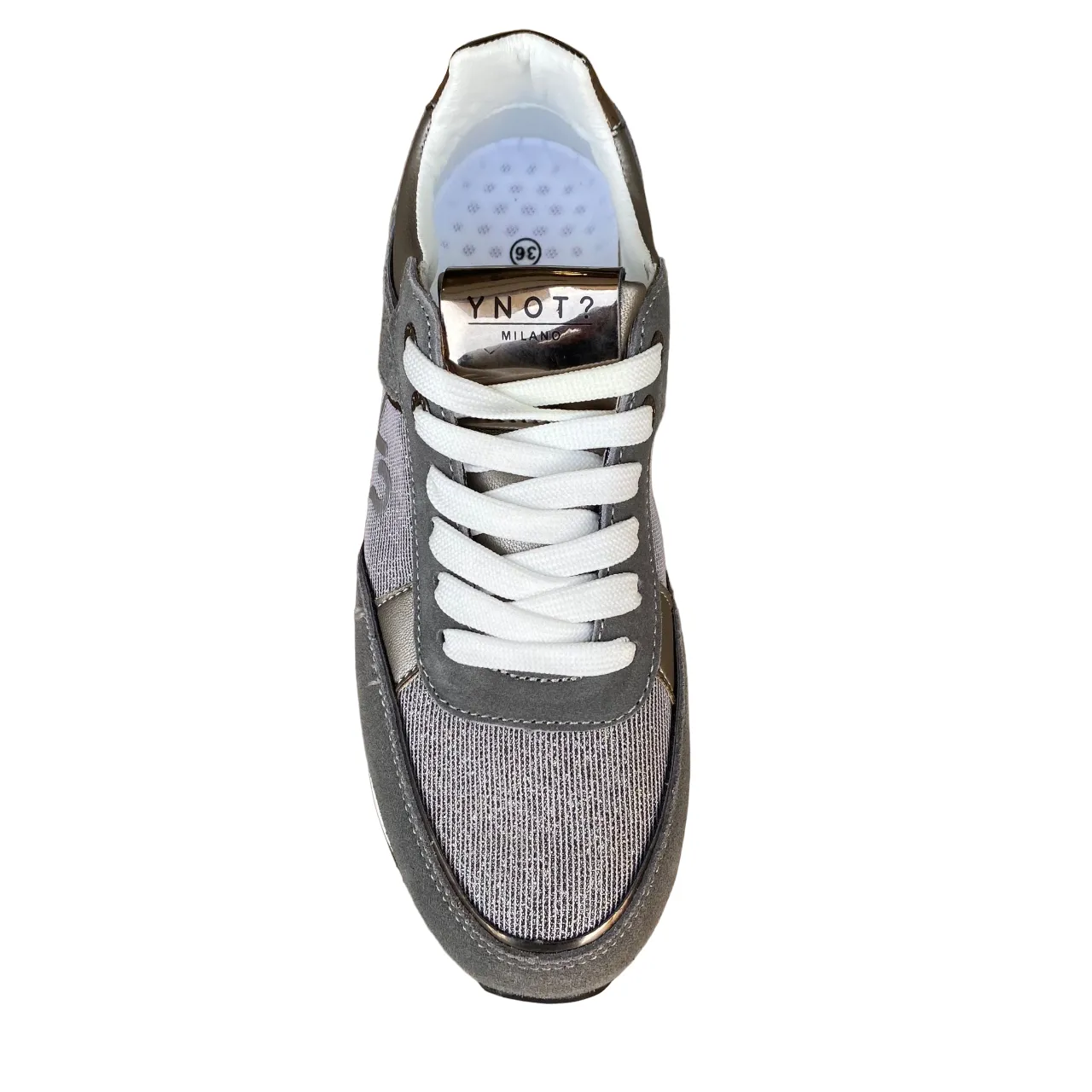 Short Distance Energy Boost Unit YNot scarpa sneakers da donna con zeppa YNI3510 D9ASH grigio-argento