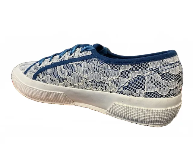Superga 2750 synleacew sneakers in tela e pizzo S00C420 918 blu deep sea-white lace Trendy Colors store - brand shoes