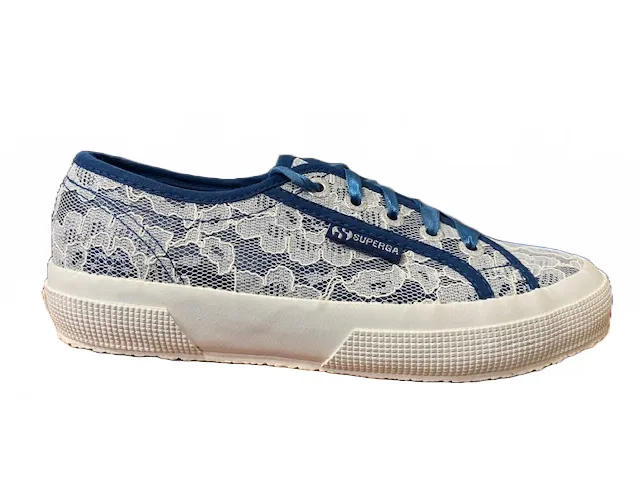 Natural Running Motion Compression Molded Outsole Superga 2750 synleacew sneakers in tela e pizzo S00C420 918 blu deep sea-white lace