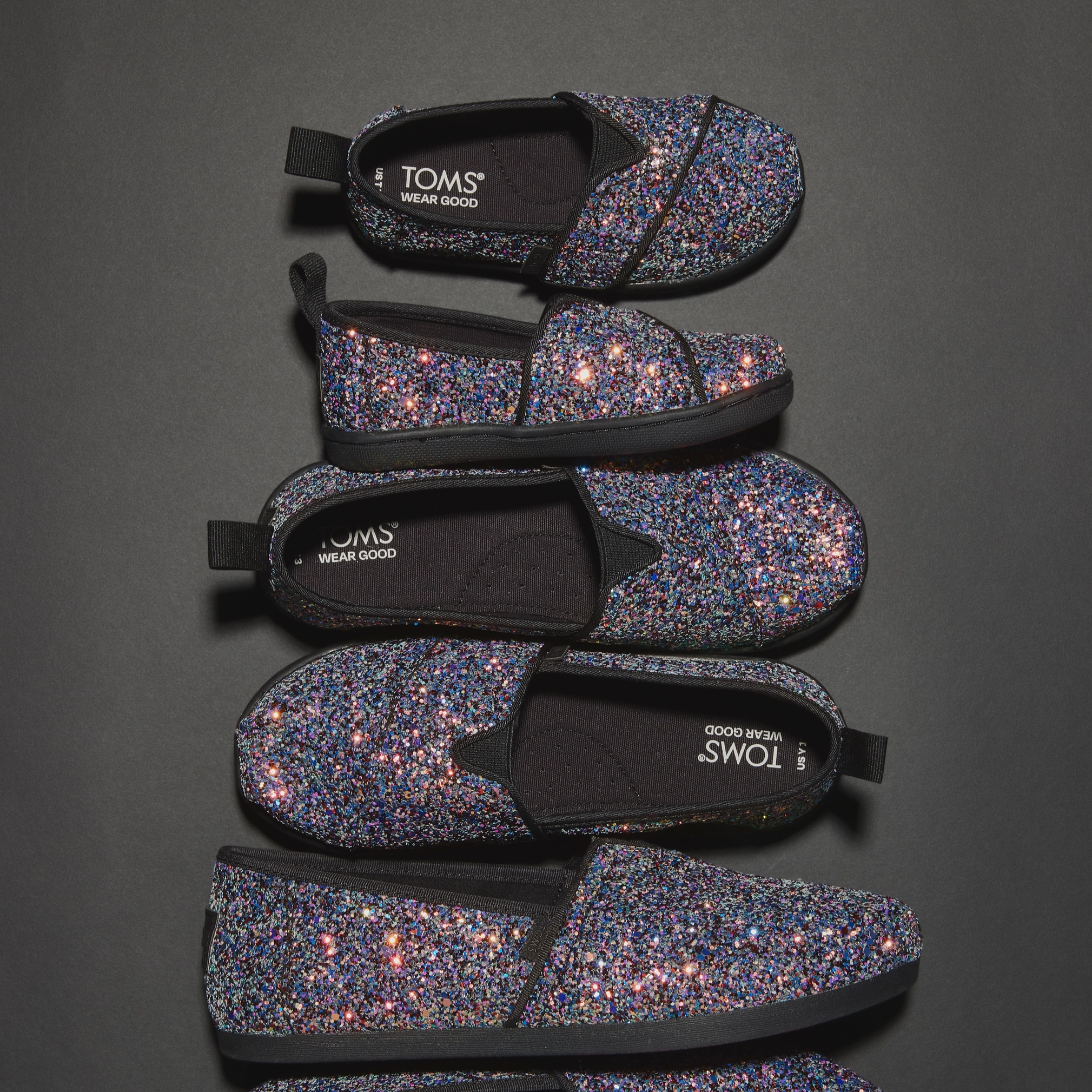 Youth Alpargata Black Glitter Kids Shoe Molded Midsole Tech