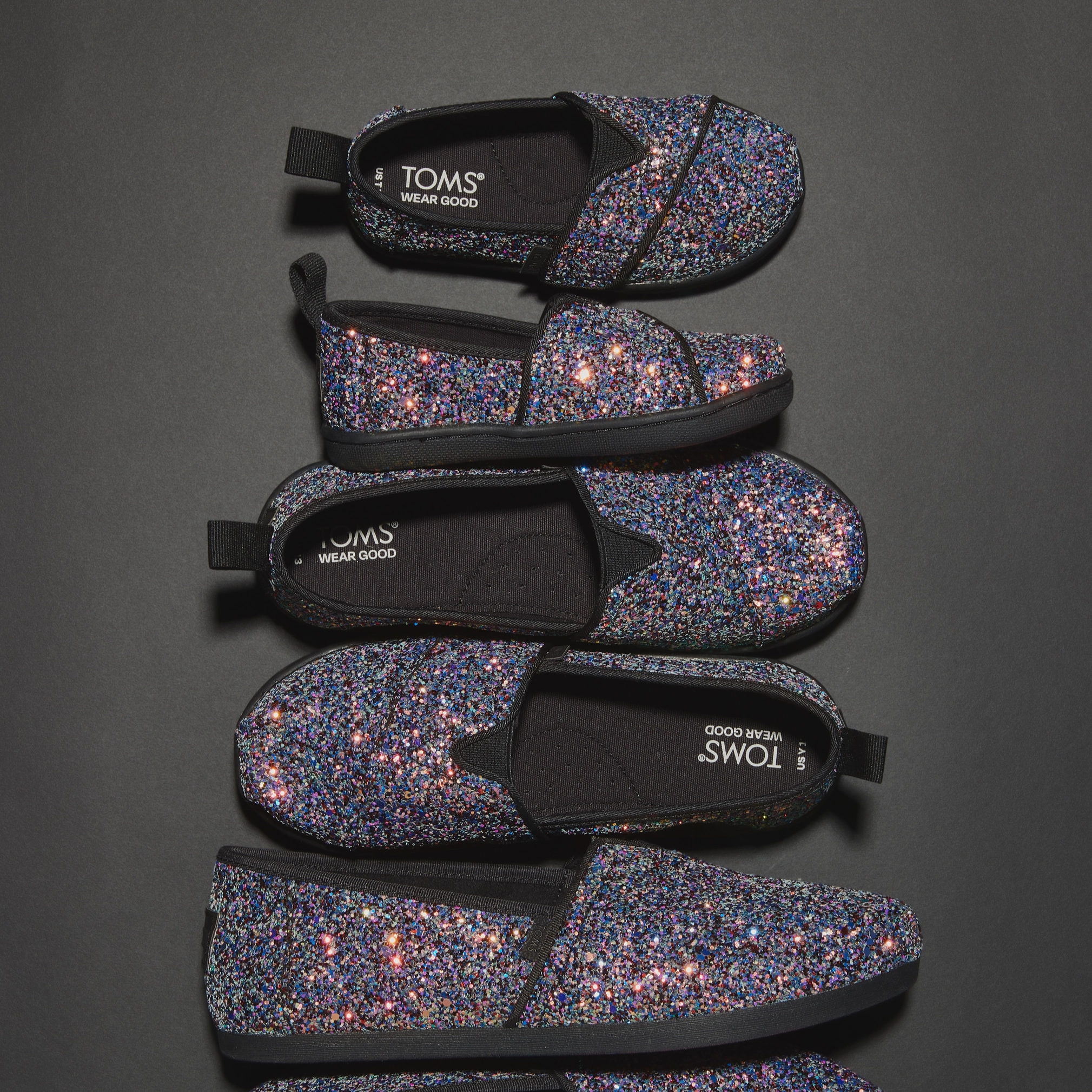 Youth Alpargata Black Glitter Kids Shoe Non Toxic Components