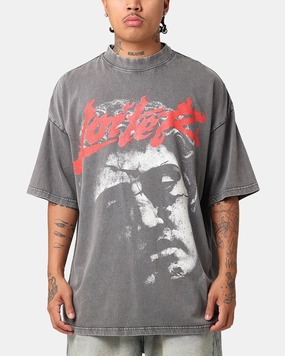 Collared formality Loiter Search And Destroy Oversized T-Shirt Charcoal Grey
