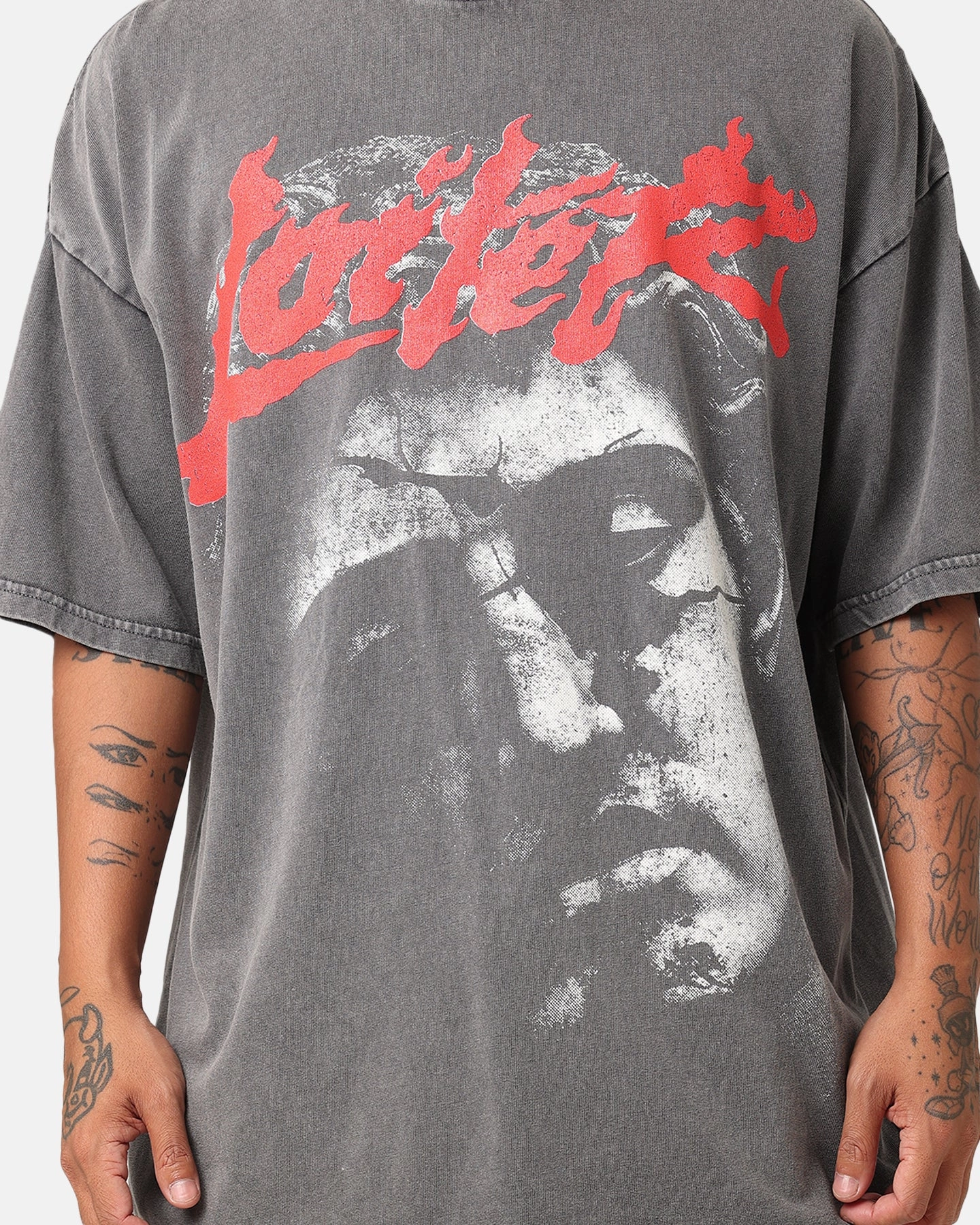 Loiter Search And Destroy Oversized T-Shirt Charcoal Grey Functional Style